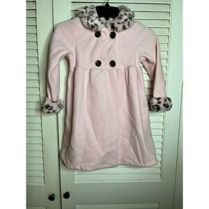 Adorable Pete's Partners Pink Fleece coat w leapard prints collar and cuffs 6